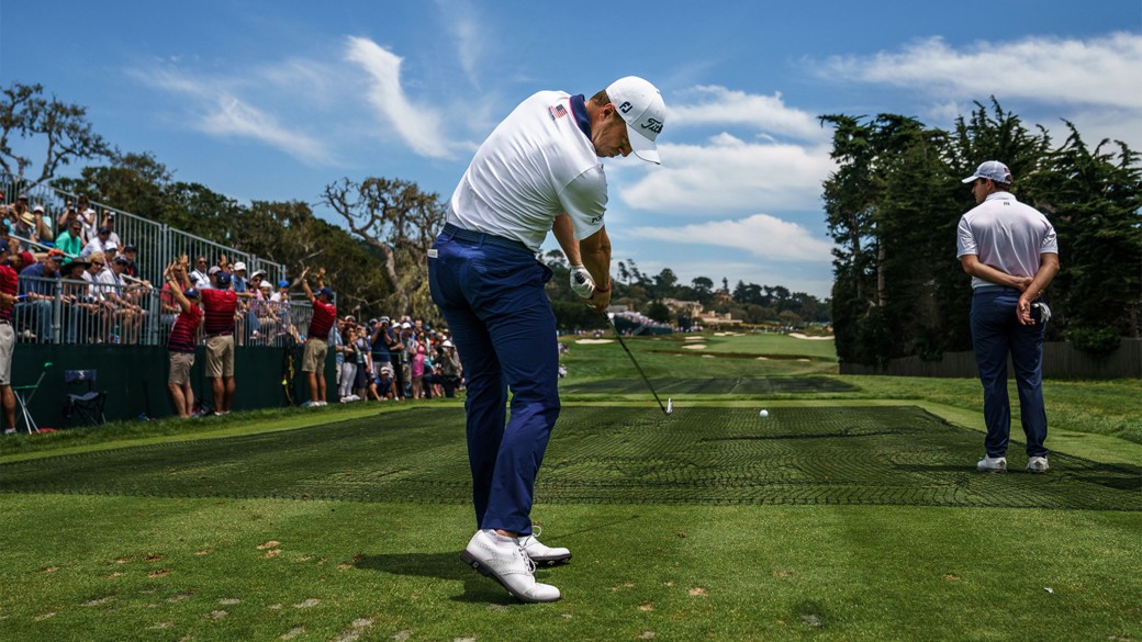 Ryan Blaum hits a tee shot during action at the 2019 Zurich Classic of New Orleans