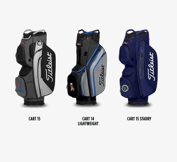 Location Options for Titleist Cart Collection Custom Golf Bags