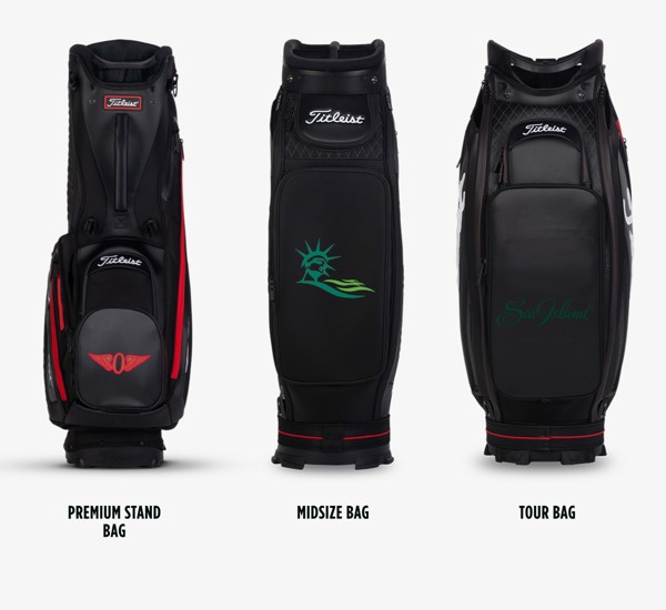 Location Options for Titleist Staff Collection Custom Golf Bags