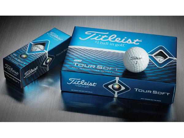 Titleist Tour Soft Golf Ball with box of dozen golf balls and sleeve of 3 golf balls