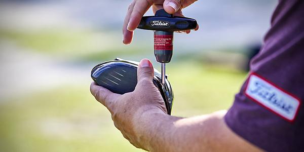 Clubhead being adjusted to test for club fitting