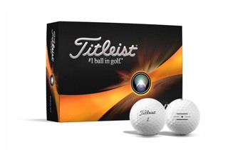 Titleist Pro V1 Dozen Box with two golf balls, one with alignment aid logo