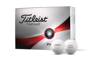 Titleist Pro V1<span>x</span> Dozen Box with two golf balls, one with alignment aid logo