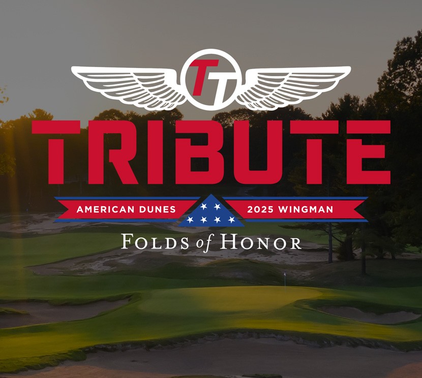 Team Titleist Tribute Wingman logo with golf course scenic image.