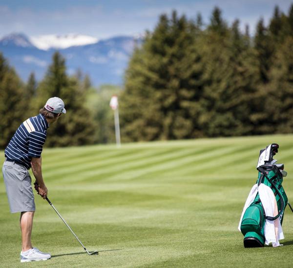golfer during on course golf ball fitting evaluation
