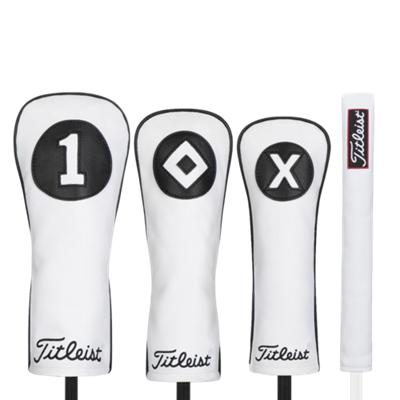White & Black Leather Headcovers 