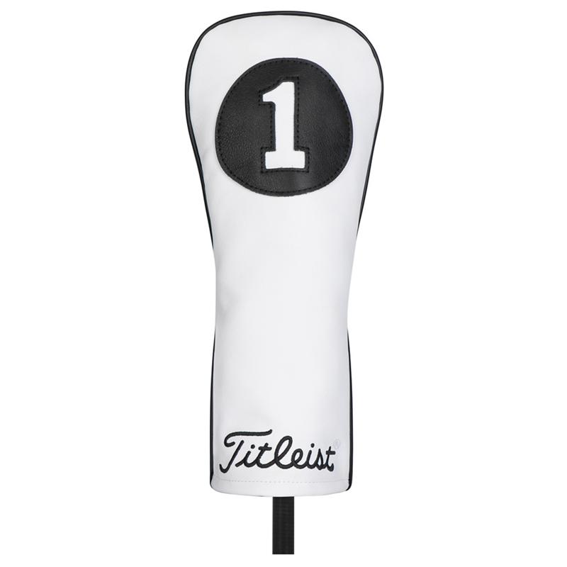 White & Black Leather Headcovers | Titleist