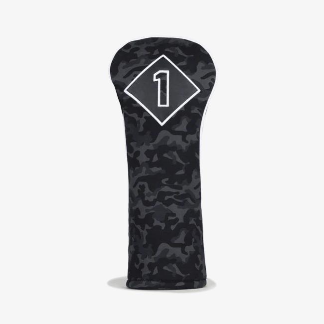 Black Camo Leather & Cotton Twill Headcover