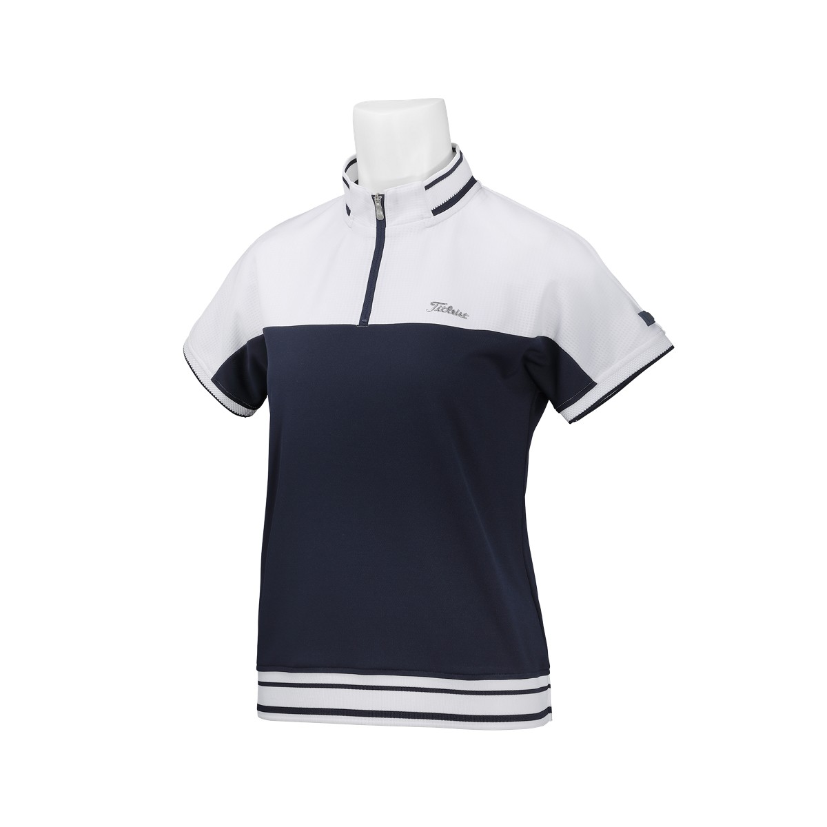 ウィメンズ バイカラーハーフジップシャツ