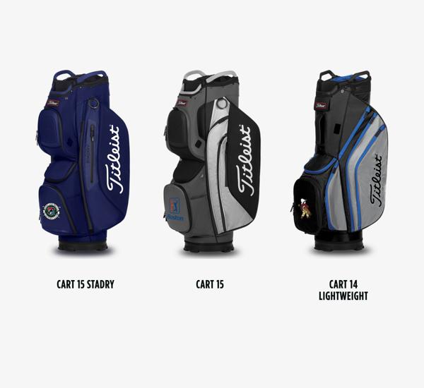 Location Options for Titleist Cart Collection Custom Golf Bags