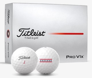 Titleist Pro V1<span>x</span> Dozen Box with two golf balls, one with alignment aid logo
